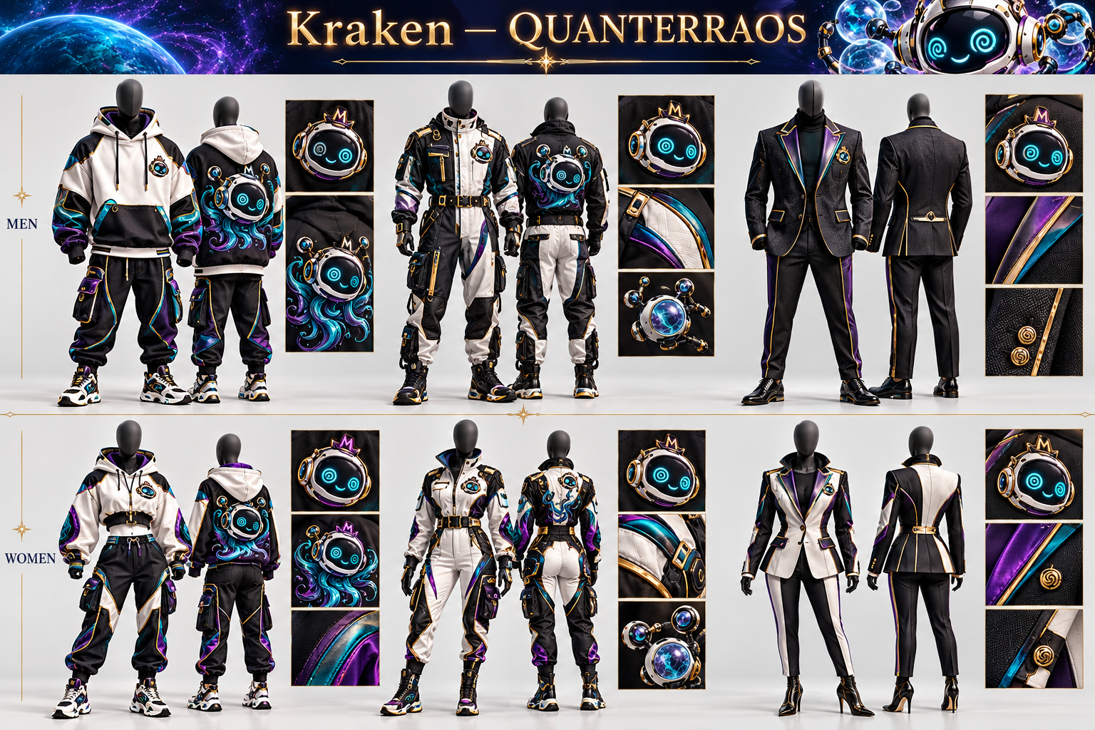 Kraken men's and women's Street Set and Flight Set apparel design board