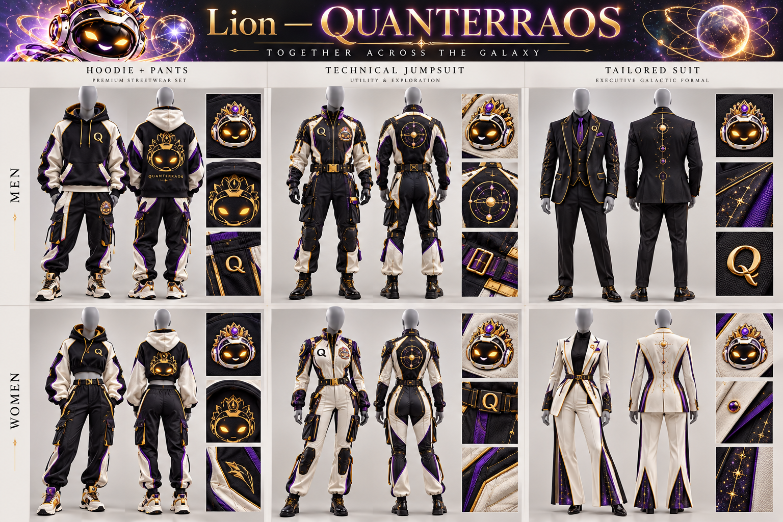 Lion men's and women's Street Set and Flight Set apparel design board