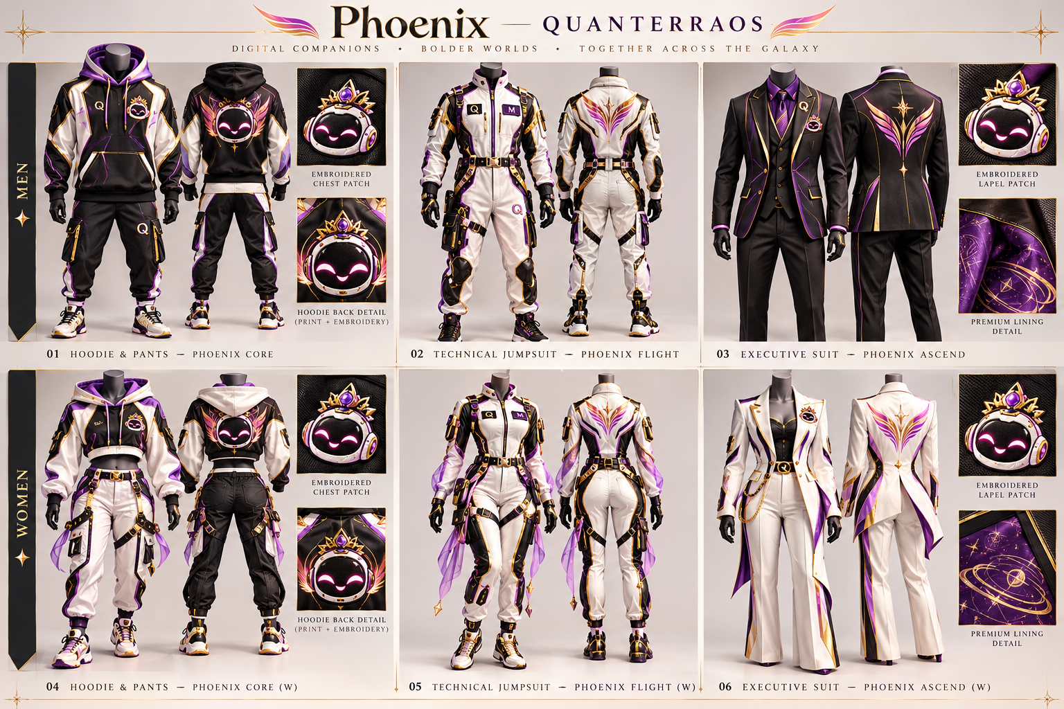 Phoenix men's and women's Street Set and Flight Set apparel design board