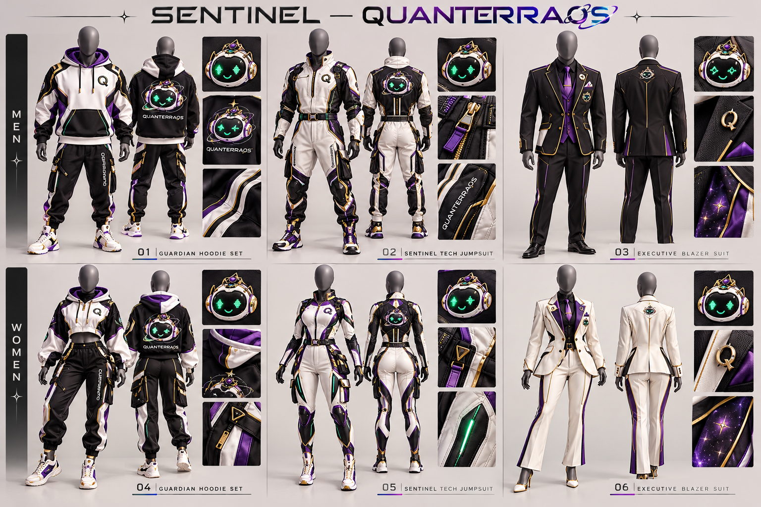 Sentinel men's and women's Street Set and Flight Set apparel design board